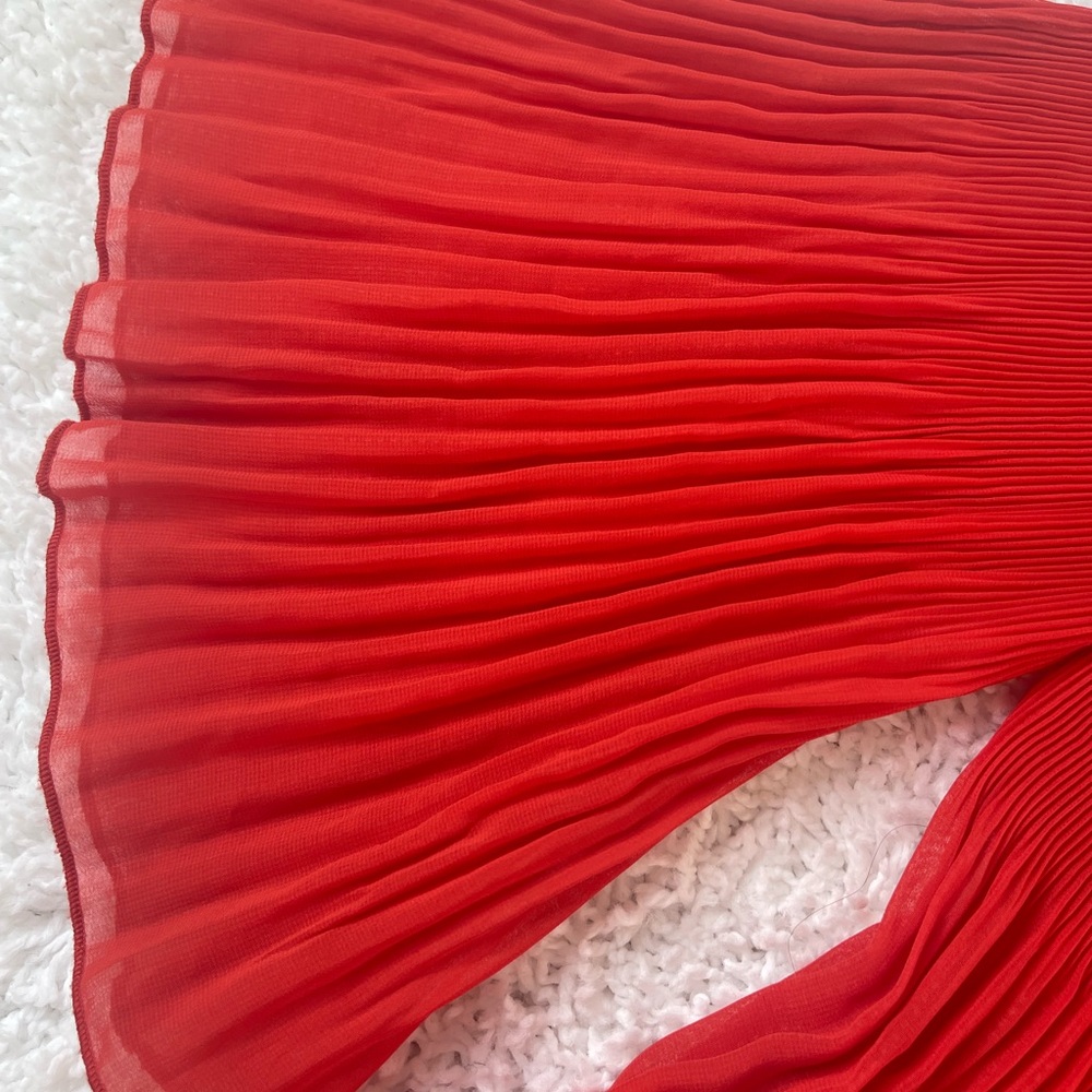 ZARA Woman Red Pleated Off-Shoulder “Flowy” Blouse with 3/4 sleeves Size XS - Picture 9 of 17